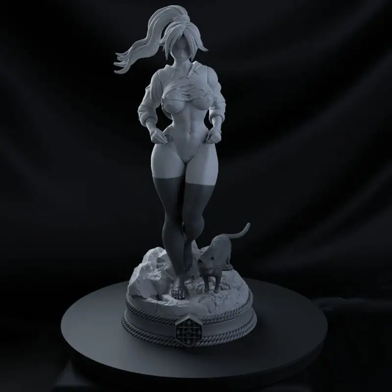 セクシーな四楓院 夜一と猫の像 3D プリント モデル STL