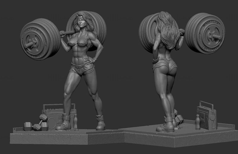 She-Hulk Statues 3Dモデル 印刷準備完了