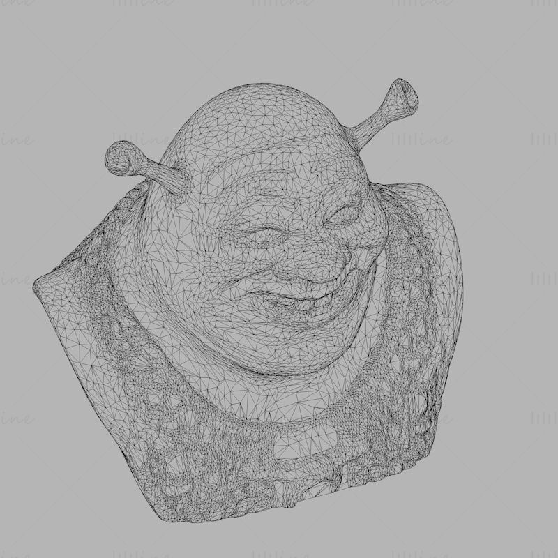 Modello di stampa 3d del busto di Shrek