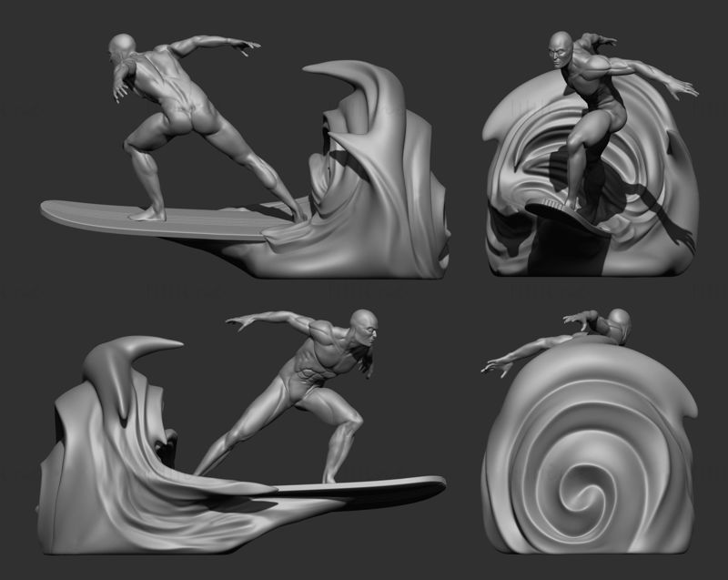 Silver Surfer estatuas modelo 3D listo para imprimir