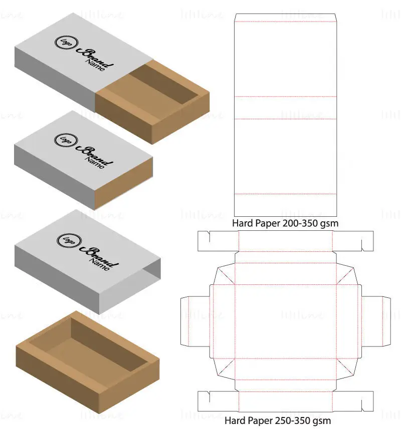 Simple drawer box dieline vector