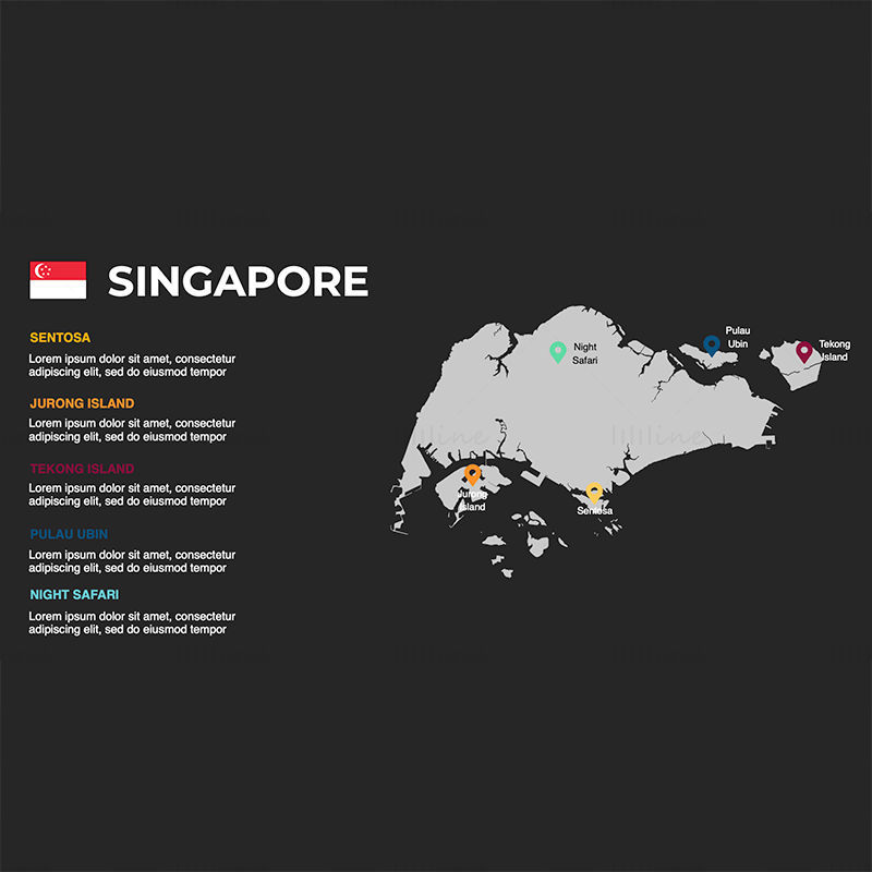 Singapore Infographics Map redigerbar PPT og Keynote