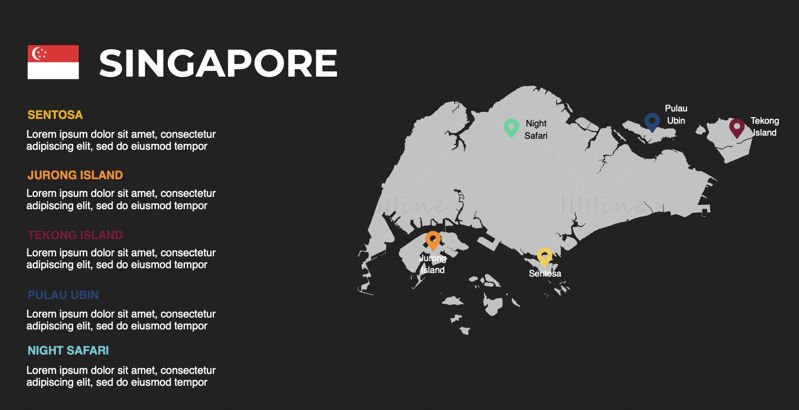 Mapa de infografías de Singapur PPT y Keynote editables