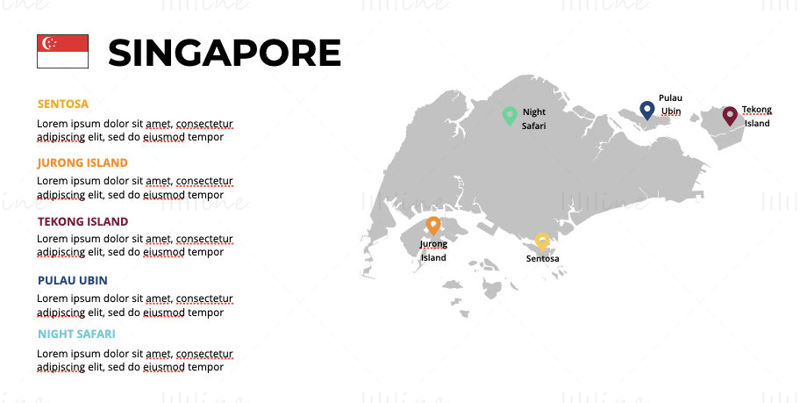 Singapore Infographics Map redigerbar PPT og Keynote