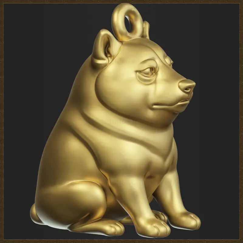 Sitting Doge Meme Pendant 3D Print Model