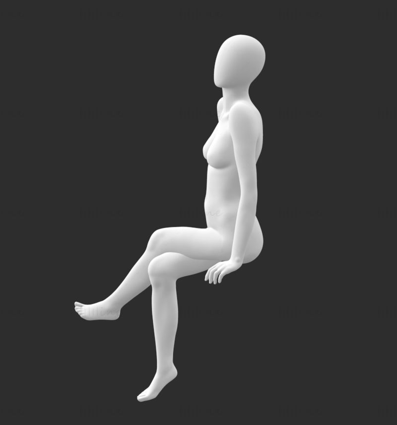 3d модель сидящего женского манекена STL