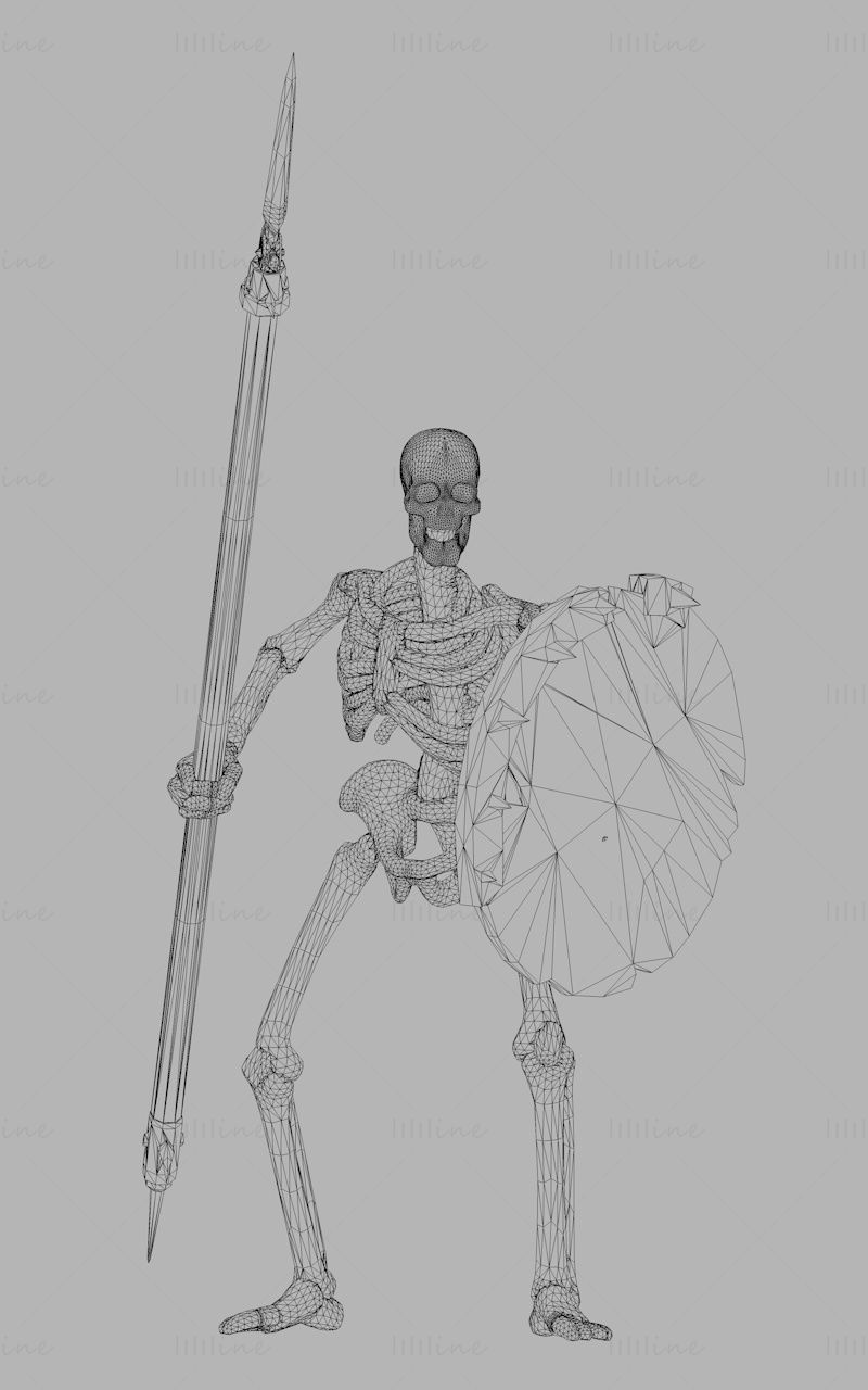 Modelo de impresión 3d de esqueleto guerrero