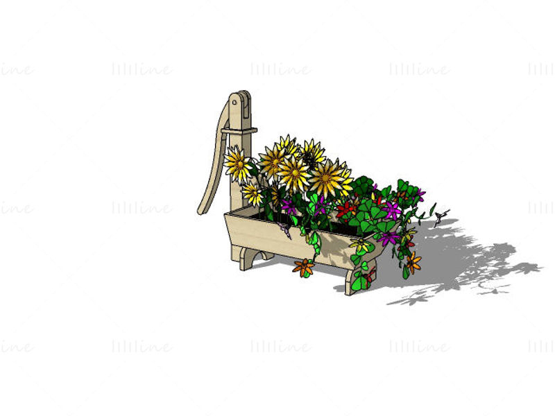 Модель эскиза пейзажной цветочной коробки