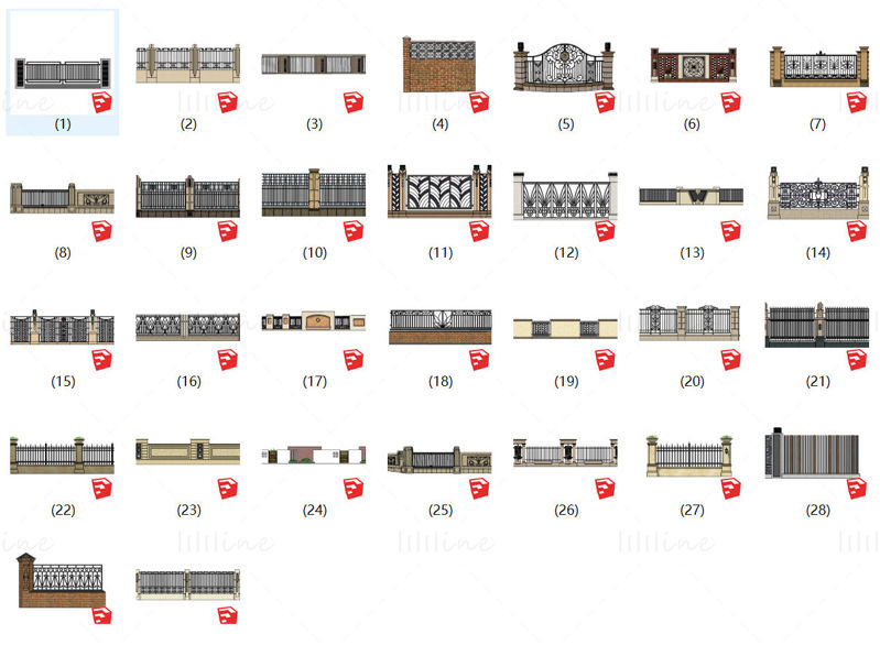 Колекција скица модела ограда у европском стилу