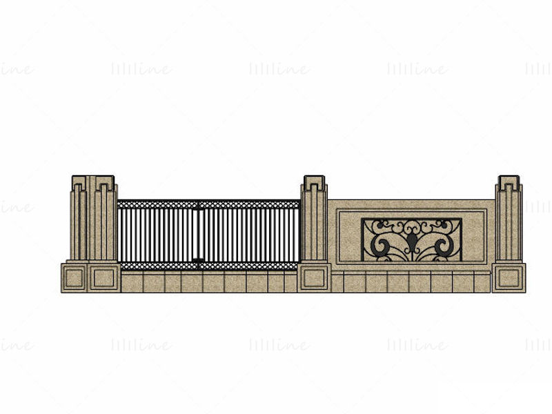 European style fence sketchup model collection