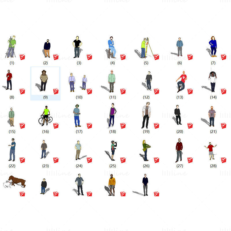 Коллекция моделей Sketchup из различных материалов персонажей