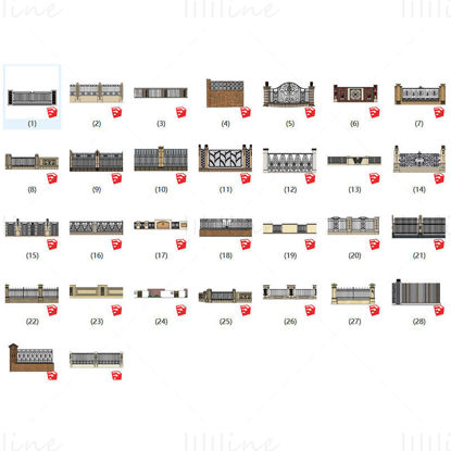 European style fence sketchup model collection