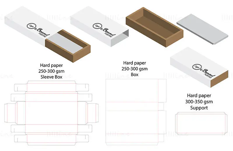 Sliding box with product support dieline vector