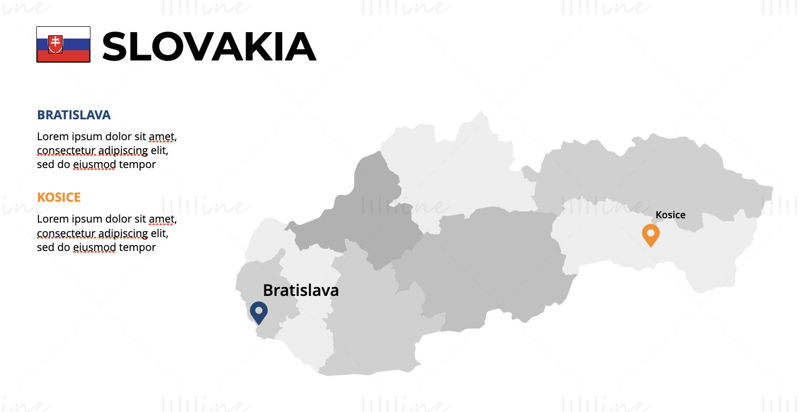 Infografiken zur Slowakei, bearbeitbare PPT- und Keynote-Karte