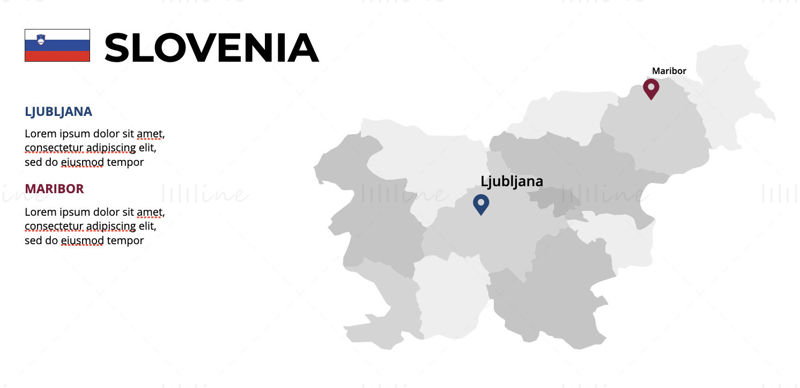 Szlovénia infografika, szerkeszthető PPT és Keynote térkép