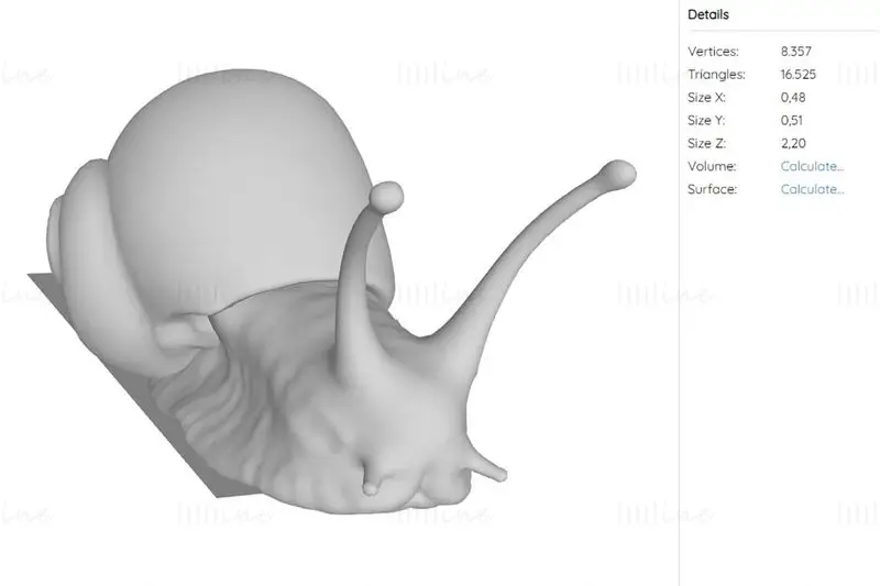 Treg snegle 3D-utskriftsmodell