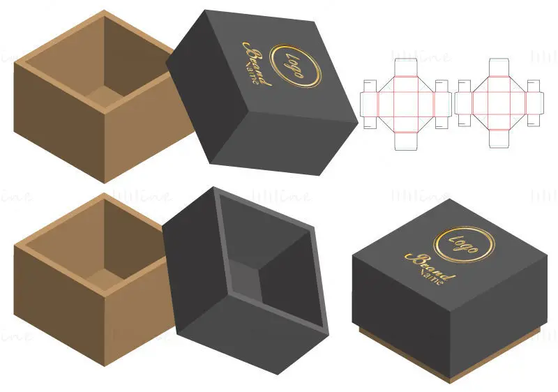 小礼品盒刀模切线矢量