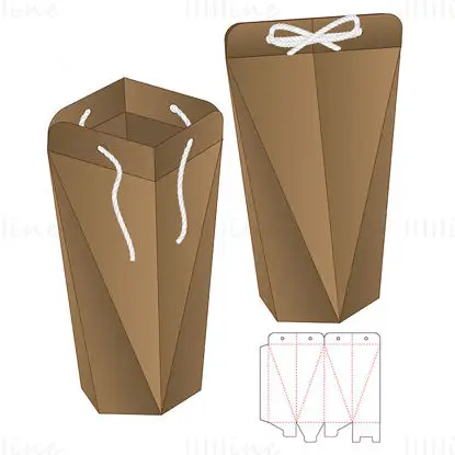 Small gift packaging bag dieline vector
