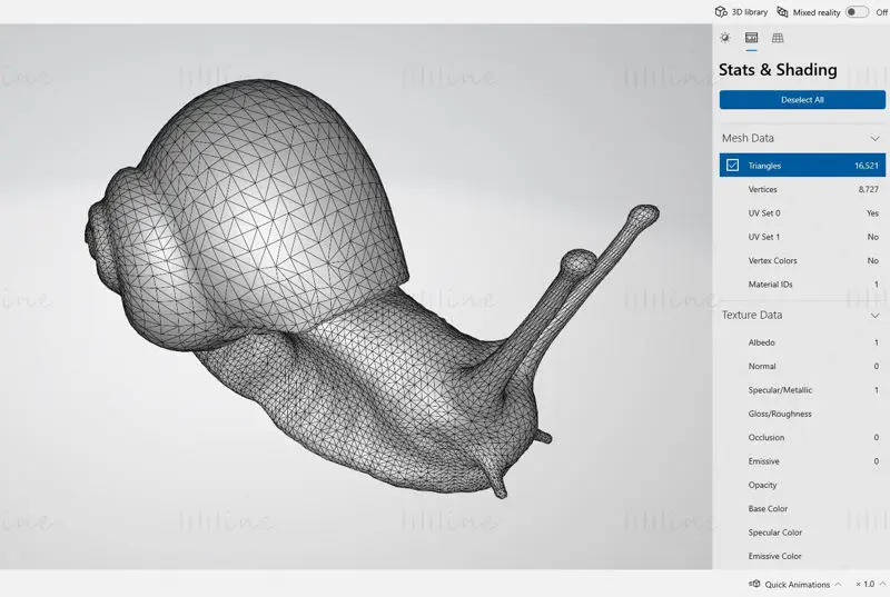 Modèle d'impression 3D de sculpture d'escargot