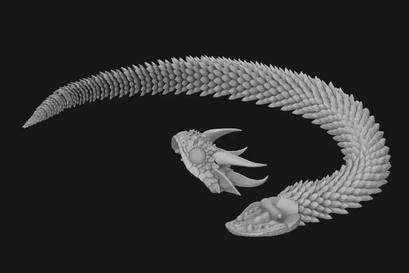 Modelo de impresión 3D articulado flexible de espíritu de serpiente