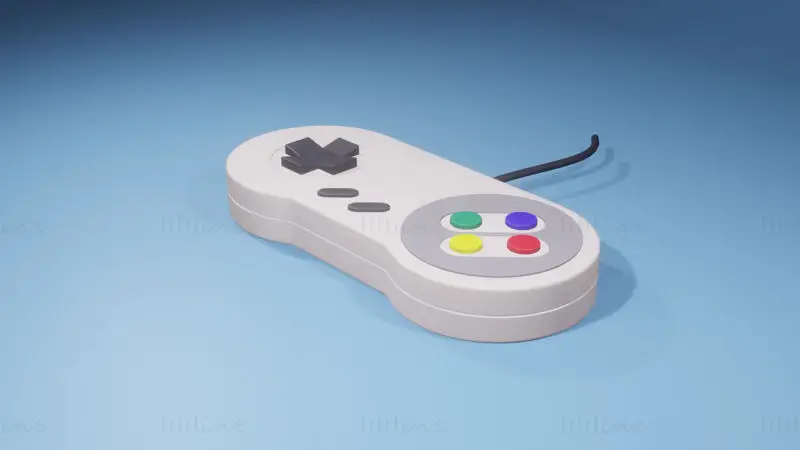 Controlador de juego SNES modelo 3d