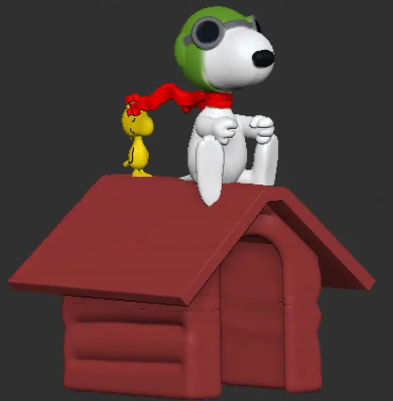 Snoopy aviator and woodstock 3d printing model STL
