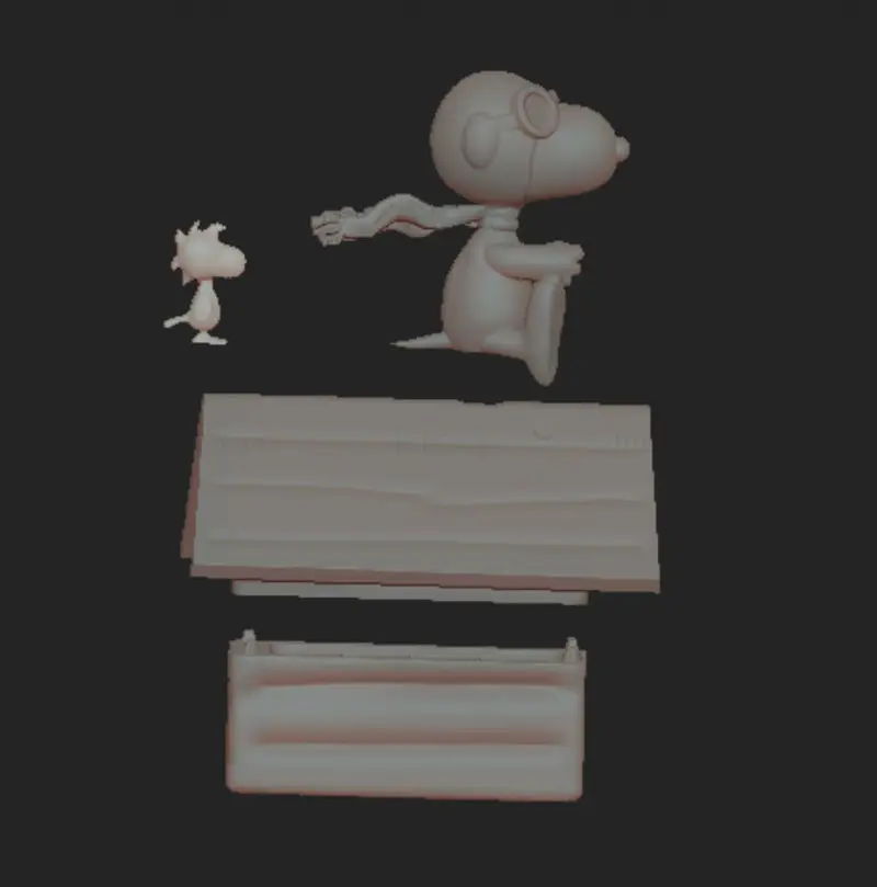 Snoopy aviator and woodstock 3d printing model STL