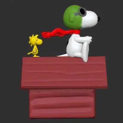 Snoopy letalec in woodstock 3D model za tiskanje STL