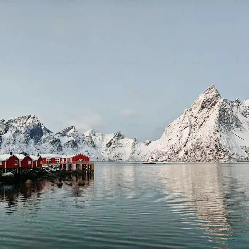 Photo d'une ville de montagne enneigée en Norvège