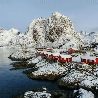 Photo d'une ville de neige en Norvège