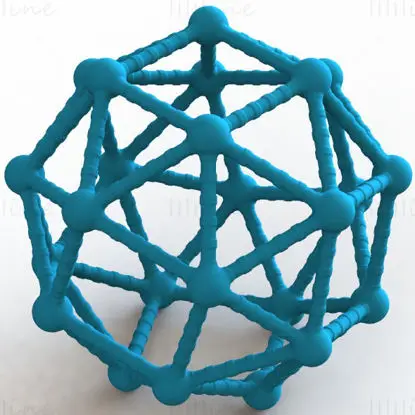 带原子 3d 打印模型的 Snub 立方体结构
