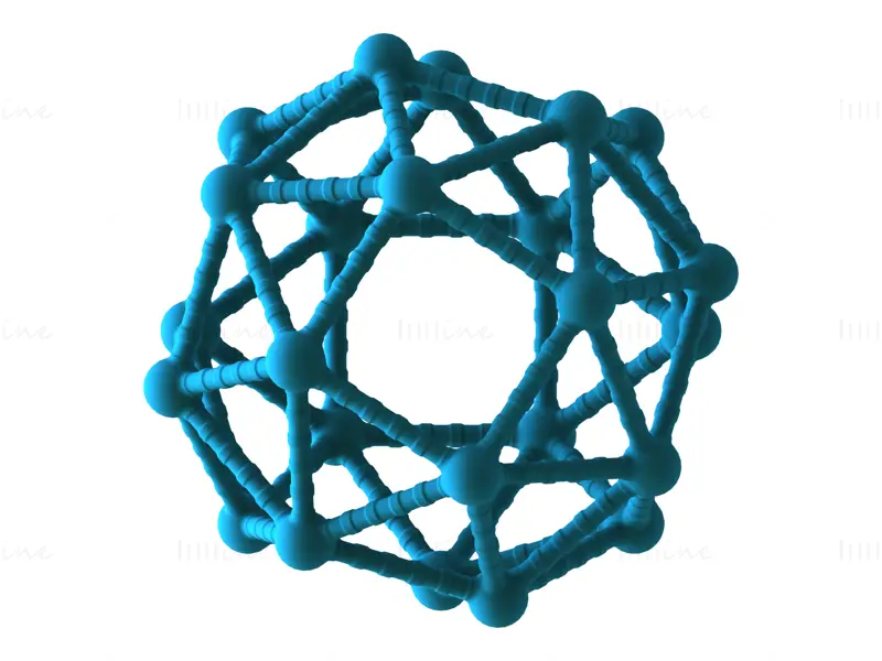 带原子 3d 打印模型的 Snub 立方体结构