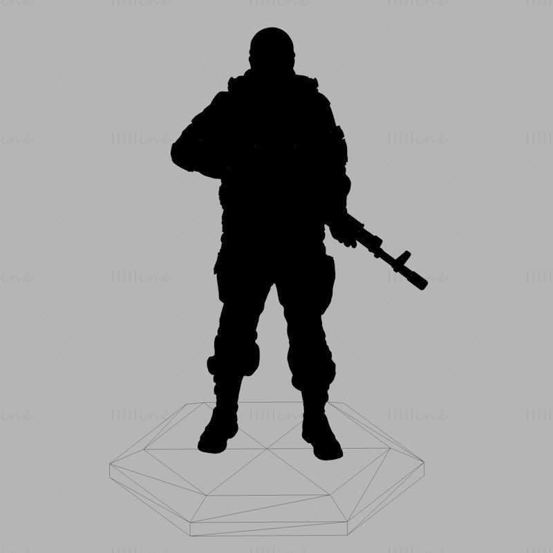 Soldier ak47 3d printing model