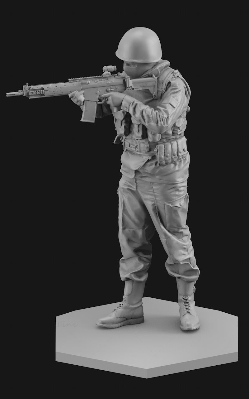 Soldier shooting pose 3d printing model stl