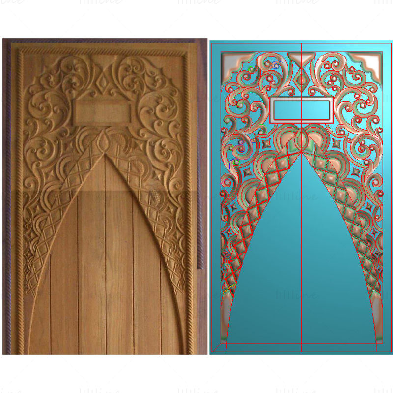 Documents de conception et de production de sculpture de porte en bois massif JDP