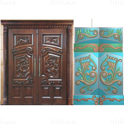 Solid wood door carving pattern file JDP