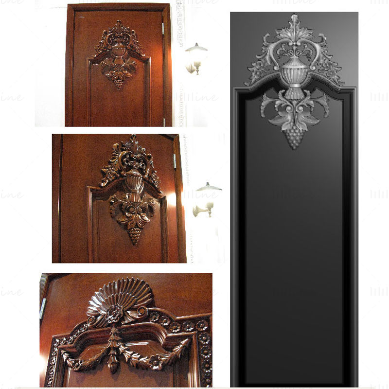 Archivo de talla de patrón de lujo de puerta de madera maciza JDP