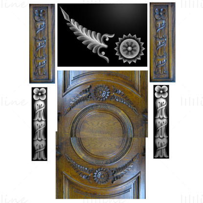 Archivo de talla de patrón de textura de metal de puerta de madera maciza JDP