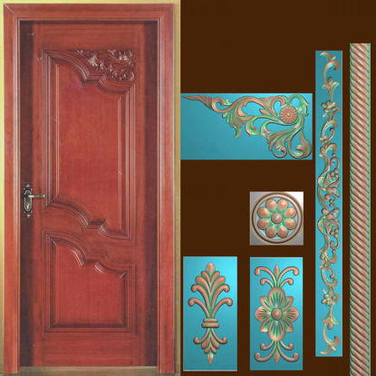 Solid wooden door pattern fine carving jdp