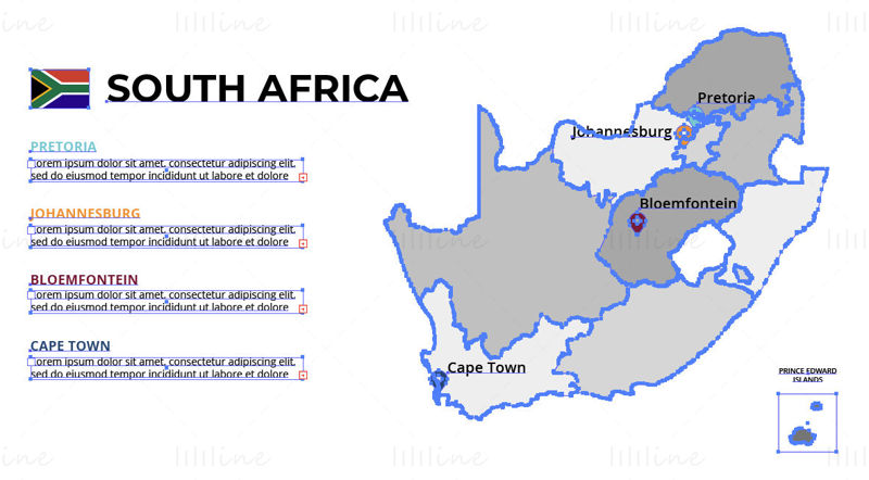 Sør-Afrika kartvektor