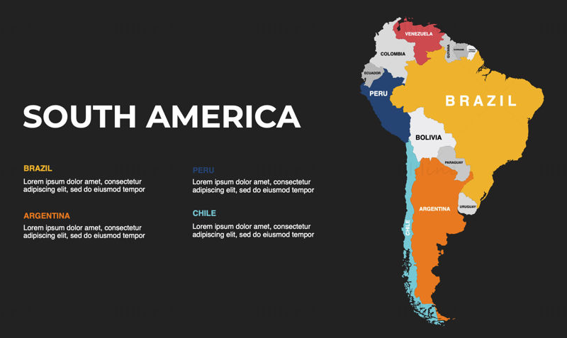 South America Infographics Map editable PPT & Keynote