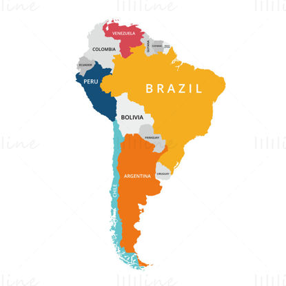 Sør-Amerika kartvektor