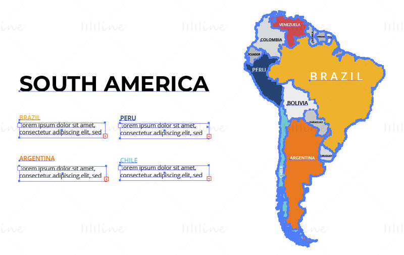 South America map vector