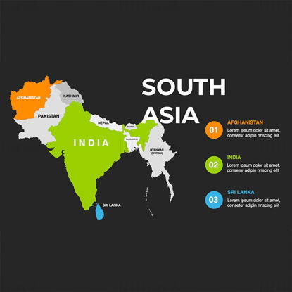 Mapa de infografías del sur de Asia editable PPT y Keynote