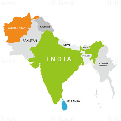 Güney Asya harita vektörü