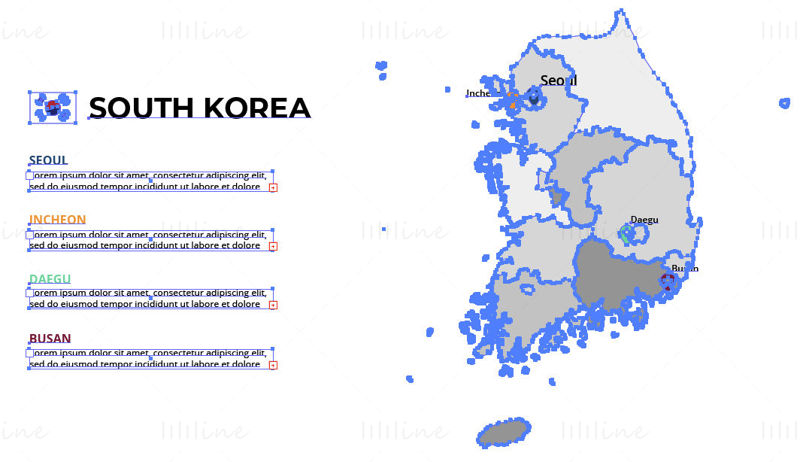 Güney Kore harita vektörü