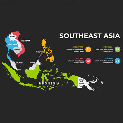 Harta infografică din Asia de Sud-Est editabilă PPT și Keynote