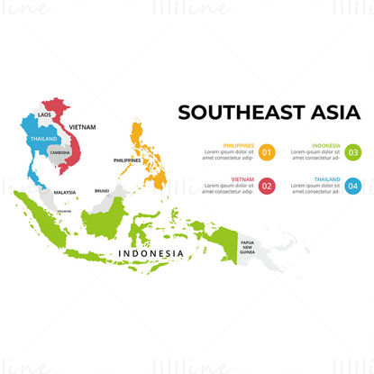 Güneydoğu Asya harita vektörü