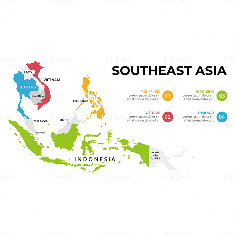 Güneydoğu Asya harita vektörü
