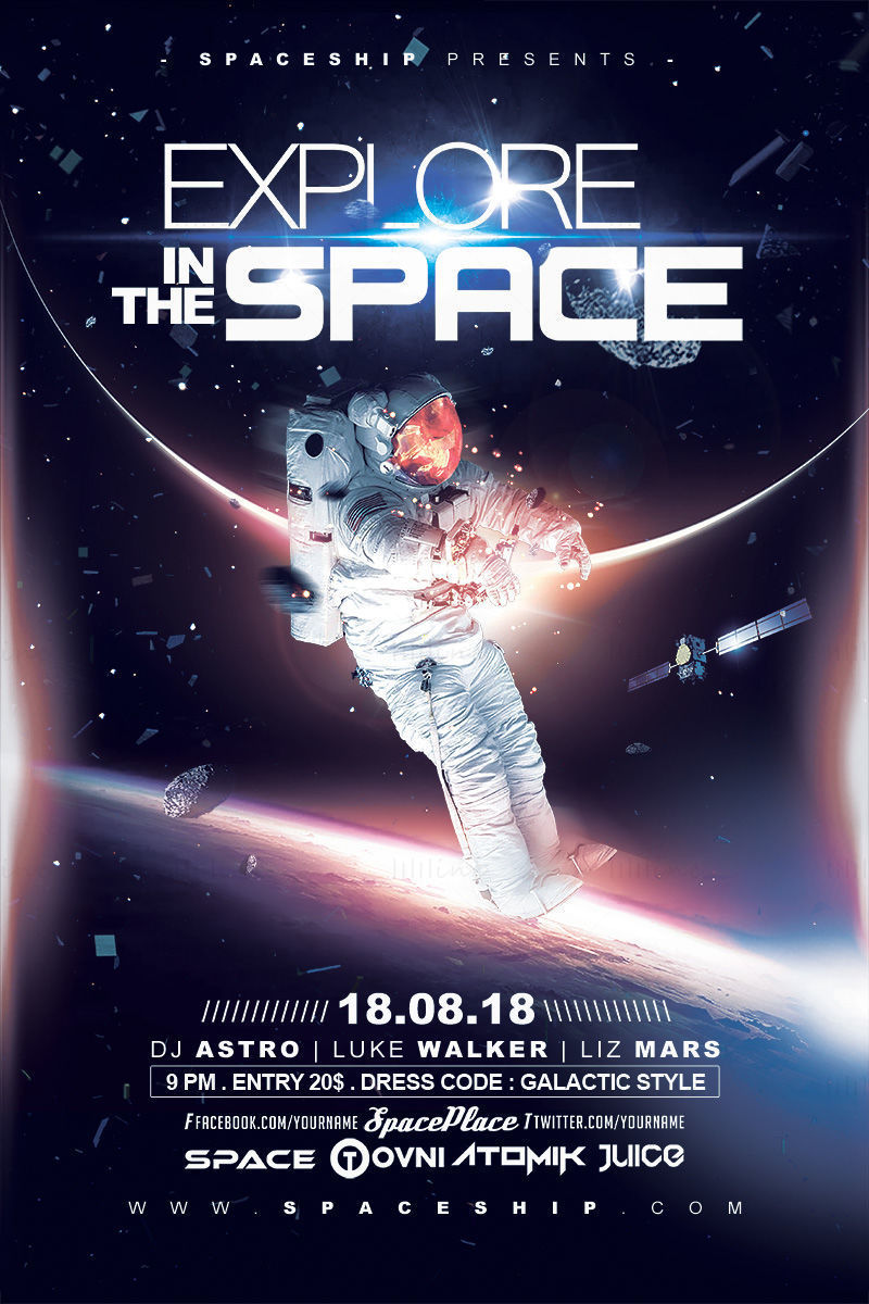 Uzay keşfi PSD posteri